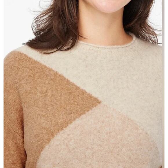 J. Crew Cream Color Block Extra-Soft Sweater M - Picture 3 of 9